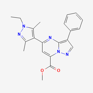 molecular formula C21H21N5O2 B4370170 Methyl 5-(1-ethyl-3,5-dimethylpyrazol-4-yl)-3-phenylpyrazolo[1,5-a]pyrimidine-7-carboxylate 