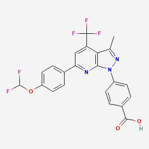 molecular formula C22H14F5N3O3 B4370197 4-[6-[4-(difluoromethoxy)phenyl]-3-methyl-4-(trifluoromethyl)-1H-pyrazolo[3,4-b]pyridin-1-yl]benzoic acid 