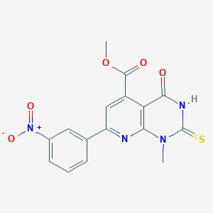 molecular formula C16H12N4O5S B4370229 Methyl 1-methyl-7-(3-nitrophenyl)-4-oxo-2-sulfanyl-1,4-dihydropyrido[2,3-d]pyrimidine-5-carboxylate 