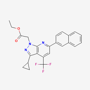 molecular formula C24H20F3N3O2 B4370310 ETHYL 2-[3-CYCLOPROPYL-6-(2-NAPHTHYL)-4-(TRIFLUOROMETHYL)-1H-PYRAZOLO[3,4-B]PYRIDIN-1-YL]ACETATE 