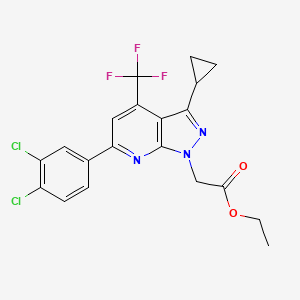 molecular formula C20H16Cl2F3N3O2 B4370315 ETHYL 2-[3-CYCLOPROPYL-6-(3,4-DICHLOROPHENYL)-4-(TRIFLUOROMETHYL)-1H-PYRAZOLO[3,4-B]PYRIDIN-1-YL]ACETATE 