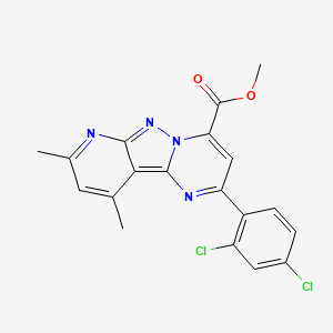 molecular formula C19H14Cl2N4O2 B4370486 methyl 4-(2,4-dichlorophenyl)-11,13-dimethyl-3,7,8,10-tetrazatricyclo[7.4.0.02,7]trideca-1,3,5,8,10,12-hexaene-6-carboxylate 