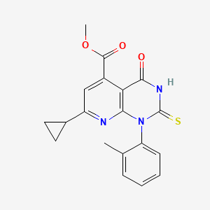 molecular formula C19H17N3O3S B4370514 methyl 7-cyclopropyl-1-(2-methylphenyl)-4-oxo-2-sulfanyl-1,4-dihydropyrido[2,3-d]pyrimidine-5-carboxylate CAS No. 1011349-27-1