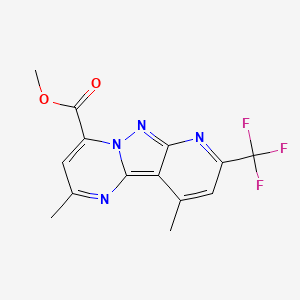 molecular formula C14H11F3N4O2 B4370693 methyl 4,13-dimethyl-11-(trifluoromethyl)-3,7,8,10-tetrazatricyclo[7.4.0.02,7]trideca-1,3,5,8,10,12-hexaene-6-carboxylate 