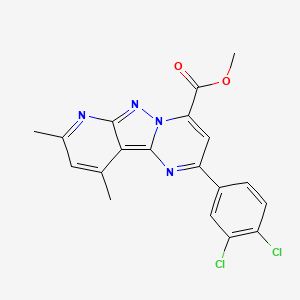 molecular formula C19H14Cl2N4O2 B4370697 methyl 4-(3,4-dichlorophenyl)-11,13-dimethyl-3,7,8,10-tetrazatricyclo[7.4.0.02,7]trideca-1,3,5,8,10,12-hexaene-6-carboxylate 