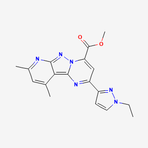 molecular formula C18H18N6O2 B4370703 methyl 4-(1-ethylpyrazol-3-yl)-11,13-dimethyl-3,7,8,10-tetrazatricyclo[7.4.0.02,7]trideca-1,3,5,8,10,12-hexaene-6-carboxylate 