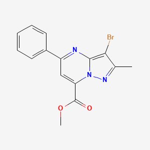 molecular formula C15H12BrN3O2 B4370734 methyl 3-bromo-2-methyl-5-phenylpyrazolo[1,5-a]pyrimidine-7-carboxylate 