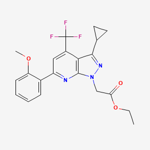 molecular formula C21H20F3N3O3 B4370770 ETHYL 2-[3-CYCLOPROPYL-6-(2-METHOXYPHENYL)-4-(TRIFLUOROMETHYL)-1H-PYRAZOLO[3,4-B]PYRIDIN-1-YL]ACETATE 