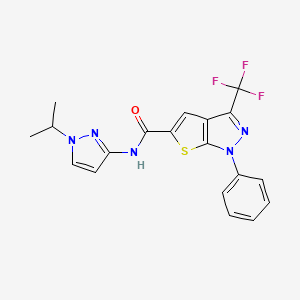 molecular formula C19H16F3N5OS B4371014 N~5~-(1-ISOPROPYL-1H-PYRAZOL-3-YL)-1-PHENYL-3-(TRIFLUOROMETHYL)-1H-THIENO[2,3-C]PYRAZOLE-5-CARBOXAMIDE 