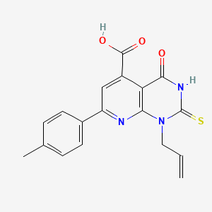 molecular formula C18H15N3O3S B4371108 1-ALLYL-7-(4-METHYLPHENYL)-4-OXO-2-SULFANYL-1,4-DIHYDROPYRIDO[2,3-D]PYRIMIDINE-5-CARBOXYLIC ACID 