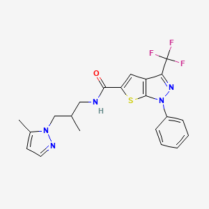 molecular formula C21H20F3N5OS B4371184 N~5~-[2-METHYL-3-(5-METHYL-1H-PYRAZOL-1-YL)PROPYL]-1-PHENYL-3-(TRIFLUOROMETHYL)-1H-THIENO[2,3-C]PYRAZOLE-5-CARBOXAMIDE 