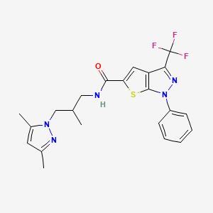molecular formula C22H22F3N5OS B4371189 N~5~-[3-(3,5-DIMETHYL-1H-PYRAZOL-1-YL)-2-METHYLPROPYL]-1-PHENYL-3-(TRIFLUOROMETHYL)-1H-THIENO[2,3-C]PYRAZOLE-5-CARBOXAMIDE 