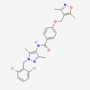 molecular formula C25H24Cl2N4O3 B4371192 N~1~-[1-(2,6-DICHLOROBENZYL)-3,5-DIMETHYL-1H-PYRAZOL-4-YL]-4-[(3,5-DIMETHYL-4-ISOXAZOLYL)METHOXY]BENZAMIDE 