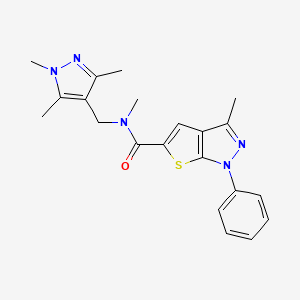 molecular formula C21H23N5OS B4371206 N~5~,3-DIMETHYL-1-PHENYL-N~5~-[(1,3,5-TRIMETHYL-1H-PYRAZOL-4-YL)METHYL]-1H-THIENO[2,3-C]PYRAZOLE-5-CARBOXAMIDE 