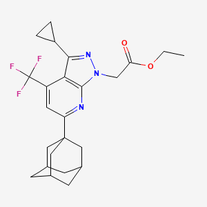 molecular formula C24H28F3N3O2 B4371222 ETHYL 2-[6-(1-ADAMANTYL)-3-CYCLOPROPYL-4-(TRIFLUOROMETHYL)-1H-PYRAZOLO[3,4-B]PYRIDIN-1-YL]ACETATE 