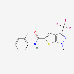 molecular formula C16H14F3N3OS B4371250 N~5~-(2,4-DIMETHYLPHENYL)-1-METHYL-3-(TRIFLUOROMETHYL)-1H-THIENO[2,3-C]PYRAZOLE-5-CARBOXAMIDE 