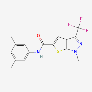 molecular formula C16H14F3N3OS B4371262 N~5~-(3,5-DIMETHYLPHENYL)-1-METHYL-3-(TRIFLUOROMETHYL)-1H-THIENO[2,3-C]PYRAZOLE-5-CARBOXAMIDE 