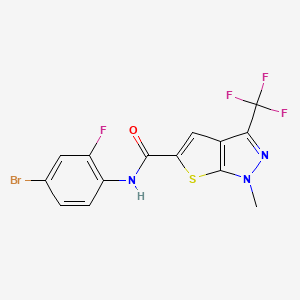 molecular formula C14H8BrF4N3OS B4371276 N~5~-(4-BROMO-2-FLUOROPHENYL)-1-METHYL-3-(TRIFLUOROMETHYL)-1H-THIENO[2,3-C]PYRAZOLE-5-CARBOXAMIDE 