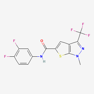 molecular formula C14H8F5N3OS B4371290 N~5~-(3,4-DIFLUOROPHENYL)-1-METHYL-3-(TRIFLUOROMETHYL)-1H-THIENO[2,3-C]PYRAZOLE-5-CARBOXAMIDE 