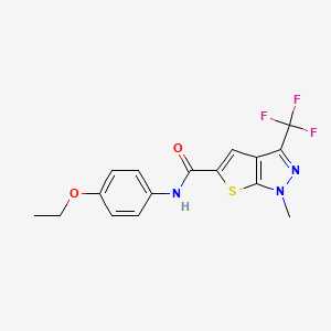 molecular formula C16H14F3N3O2S B4371300 N~5~-(4-ETHOXYPHENYL)-1-METHYL-3-(TRIFLUOROMETHYL)-1H-THIENO[2,3-C]PYRAZOLE-5-CARBOXAMIDE 