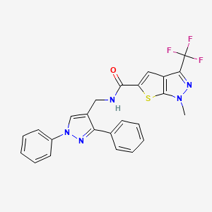 molecular formula C24H18F3N5OS B4371353 N~5~-[(1,3-DIPHENYL-1H-PYRAZOL-4-YL)METHYL]-1-METHYL-3-(TRIFLUOROMETHYL)-1H-THIENO[2,3-C]PYRAZOLE-5-CARBOXAMIDE 