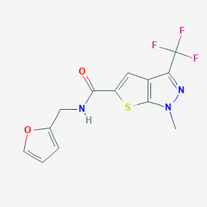 molecular formula C13H10F3N3O2S B4371376 N~5~-(2-FURYLMETHYL)-1-METHYL-3-(TRIFLUOROMETHYL)-1H-THIENO[2,3-C]PYRAZOLE-5-CARBOXAMIDE 