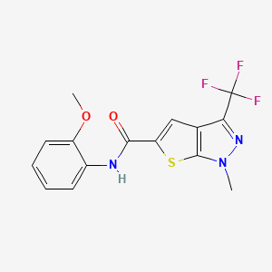 molecular formula C15H12F3N3O2S B4371397 N~5~-(2-METHOXYPHENYL)-1-METHYL-3-(TRIFLUOROMETHYL)-1H-THIENO[2,3-C]PYRAZOLE-5-CARBOXAMIDE 