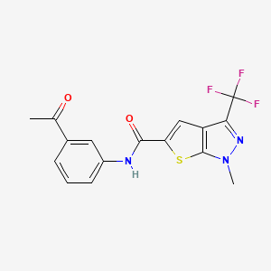 molecular formula C16H12F3N3O2S B4371423 N~5~-(3-ACETYLPHENYL)-1-METHYL-3-(TRIFLUOROMETHYL)-1H-THIENO[2,3-C]PYRAZOLE-5-CARBOXAMIDE 