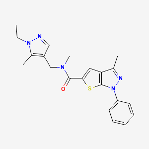 molecular formula C21H23N5OS B4371522 N~5~-[(1-ETHYL-5-METHYL-1H-PYRAZOL-4-YL)METHYL]-N~5~,3-DIMETHYL-1-PHENYL-1H-THIENO[2,3-C]PYRAZOLE-5-CARBOXAMIDE 