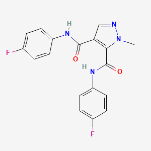 molecular formula C18H14F2N4O2 B4371910 N~4~,N~5~-BIS(4-FLUOROPHENYL)-1-METHYL-1H-PYRAZOLE-4,5-DICARBOXAMIDE 