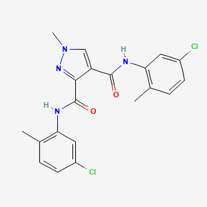 molecular formula C20H18Cl2N4O2 B4372981 N~3~,N~4~-BIS(5-CHLORO-2-METHYLPHENYL)-1-METHYL-1H-PYRAZOLE-3,4-DICARBOXAMIDE 