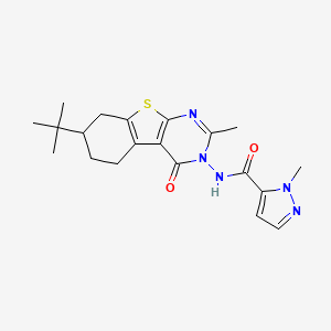 molecular formula C20H25N5O2S B4375814 N-[7-(TERT-BUTYL)-2-METHYL-4-OXO-5,6,7,8-TETRAHYDRO[1]BENZOTHIENO[2,3-D]PYRIMIDIN-3(4H)-YL]-1-METHYL-1H-PYRAZOLE-5-CARBOXAMIDE 