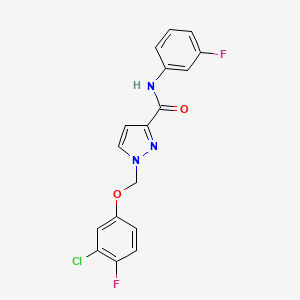 molecular formula C17H12ClF2N3O2 B4377098 1-[(3-CHLORO-4-FLUOROPHENOXY)METHYL]-N~3~-(3-FLUOROPHENYL)-1H-PYRAZOLE-3-CARBOXAMIDE 