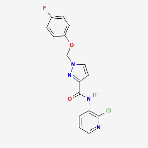 molecular formula C16H12ClFN4O2 B4377177 N~3~-(2-CHLORO-3-PYRIDYL)-1-[(4-FLUOROPHENOXY)METHYL]-1H-PYRAZOLE-3-CARBOXAMIDE 