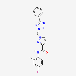molecular formula C19H16FN7O B4377520 N~3~-(4-FLUORO-2-METHYLPHENYL)-1-[(5-PHENYL-2H-1,2,3,4-TETRAAZOL-2-YL)METHYL]-1H-PYRAZOLE-3-CARBOXAMIDE 