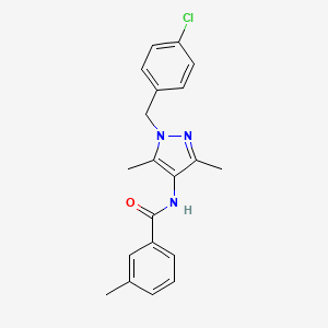 molecular formula C20H20ClN3O B4378278 N-[1-(4-chlorobenzyl)-3,5-dimethyl-1H-pyrazol-4-yl]-3-methylbenzamide 