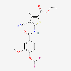 molecular formula C18H16F2N2O5S B4379149 ethyl 4-cyano-5-{[4-(difluoromethoxy)-3-methoxybenzoyl]amino}-3-methyl-2-thiophenecarboxylate 