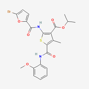 molecular formula C22H21BrN2O6S B4379241 ISOPROPYL 2-{[(5-BROMO-2-FURYL)CARBONYL]AMINO}-5-[(2-METHOXYANILINO)CARBONYL]-4-METHYL-3-THIOPHENECARBOXYLATE 