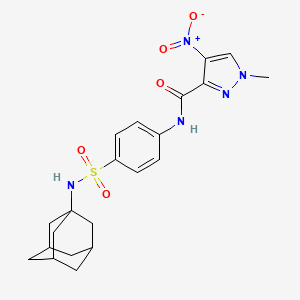 molecular formula C21H25N5O5S B4379415 N-{4-[(1-adamantylamino)sulfonyl]phenyl}-1-methyl-4-nitro-1H-pyrazole-3-carboxamide 