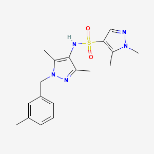 molecular formula C18H23N5O2S B4382108 N-[3,5-dimethyl-1-(3-methylbenzyl)-1H-pyrazol-4-yl]-1,5-dimethyl-1H-pyrazole-4-sulfonamide 