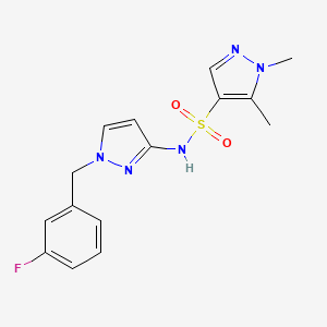 molecular formula C15H16FN5O2S B4382143 N-[1-(3-fluorobenzyl)-1H-pyrazol-3-yl]-1,5-dimethyl-1H-pyrazole-4-sulfonamide 