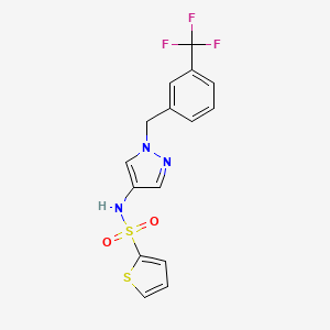 molecular formula C15H12F3N3O2S2 B4382180 N-{1-[3-(trifluoromethyl)benzyl]-1H-pyrazol-4-yl}-2-thiophenesulfonamide 