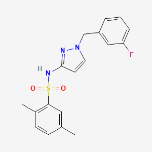 molecular formula C18H18FN3O2S B4382196 N-[1-(3-FLUOROBENZYL)-1H-PYRAZOL-3-YL]-2,5-DIMETHYL-1-BENZENESULFONAMIDE 