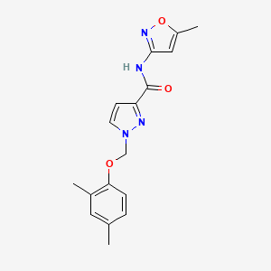 molecular formula C17H18N4O3 B4382213 1-[(2,4-dimethylphenoxy)methyl]-N-(5-methyl-3-isoxazolyl)-1H-pyrazole-3-carboxamide 