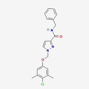 molecular formula C20H20ClN3O2 B4382276 N-benzyl-1-[(4-chloro-3,5-dimethylphenoxy)methyl]-1H-pyrazole-3-carboxamide 