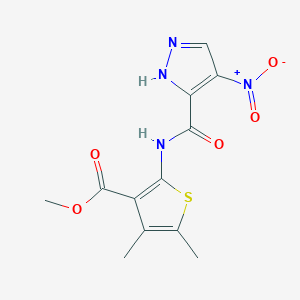 molecular formula C12H12N4O5S B4382450 methyl 4,5-dimethyl-2-{[(4-nitro-1H-pyrazol-3-yl)carbonyl]amino}-3-thiophenecarboxylate 