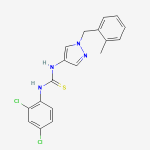 molecular formula C18H16Cl2N4S B4382486 N-(2,4-dichlorophenyl)-N'-[1-(2-methylbenzyl)-1H-pyrazol-4-yl]thiourea 