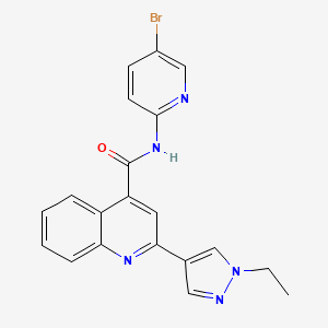molecular formula C20H16BrN5O B4382961 N~4~-(5-BROMO-2-PYRIDYL)-2-(1-ETHYL-1H-PYRAZOL-4-YL)-4-QUINOLINECARBOXAMIDE 