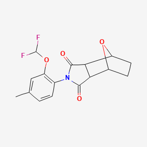 molecular formula C16H15F2NO4 B4383271 4-[2-(difluoromethoxy)-4-methylphenyl]-10-oxa-4-azatricyclo[5.2.1.0~2,6~]decane-3,5-dione 