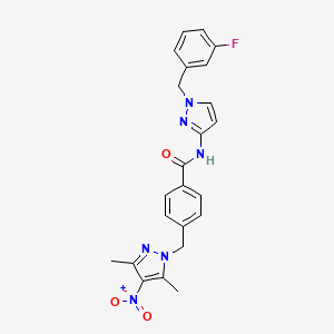 molecular formula C23H21FN6O3 B4383290 4-[(3,5-DIMETHYL-4-NITRO-1H-PYRAZOL-1-YL)METHYL]-N~1~-[1-(3-FLUOROBENZYL)-1H-PYRAZOL-3-YL]BENZAMIDE 